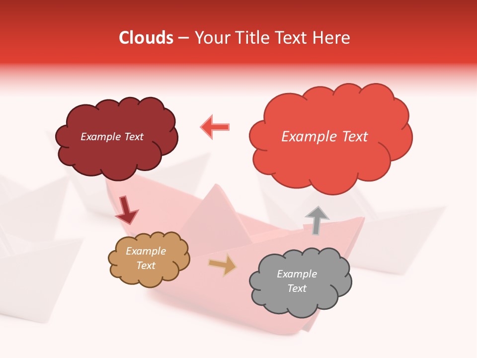 A Red Origami Boat On A White Background PowerPoint Template