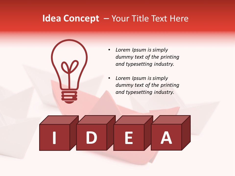 A Red Origami Boat On A White Background PowerPoint Template