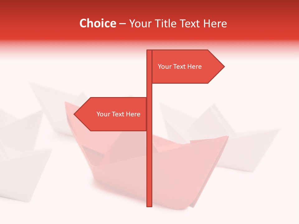 A Red Origami Boat On A White Background PowerPoint Template