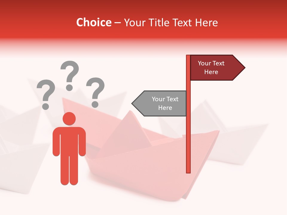 A Red Origami Boat On A White Background PowerPoint Template