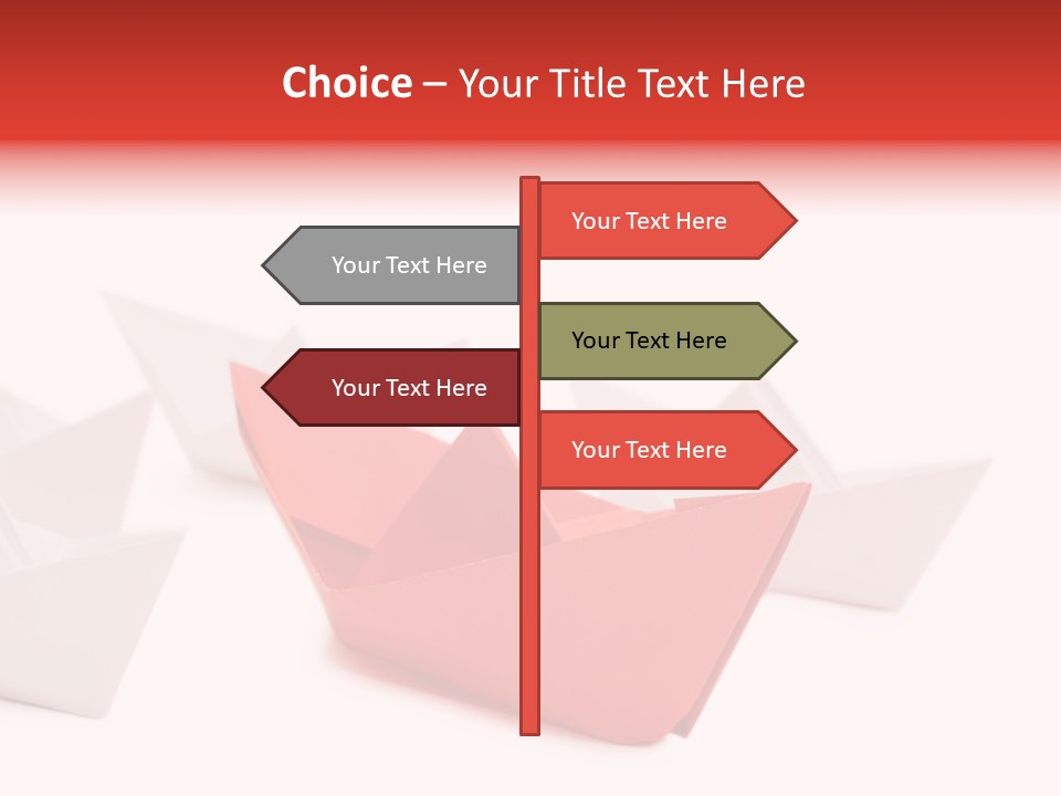 A Red Origami Boat On A White Background PowerPoint Template