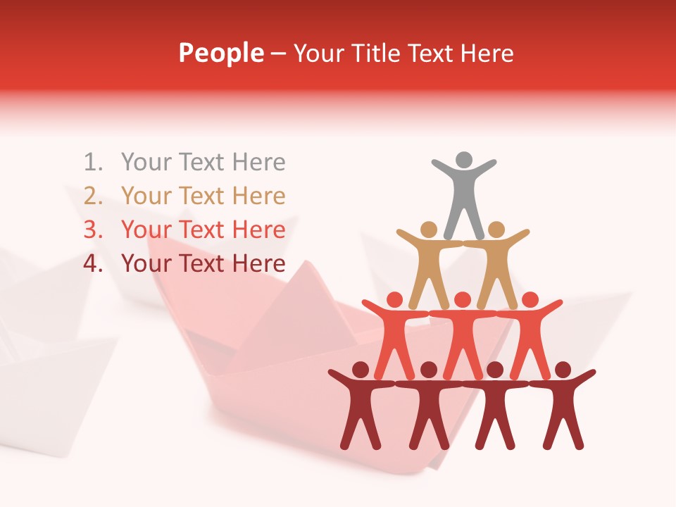 A Red Origami Boat On A White Background PowerPoint Template