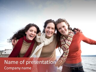 Family Sisterhood Beach PowerPoint Template