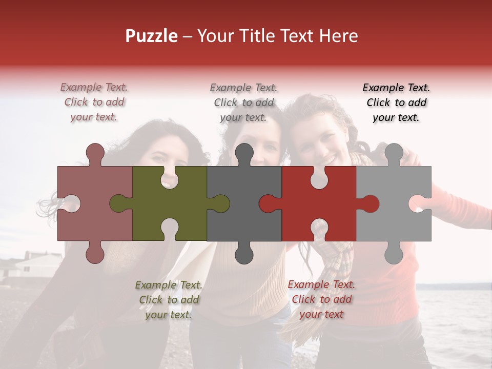 Family Sisterhood Beach PowerPoint Template