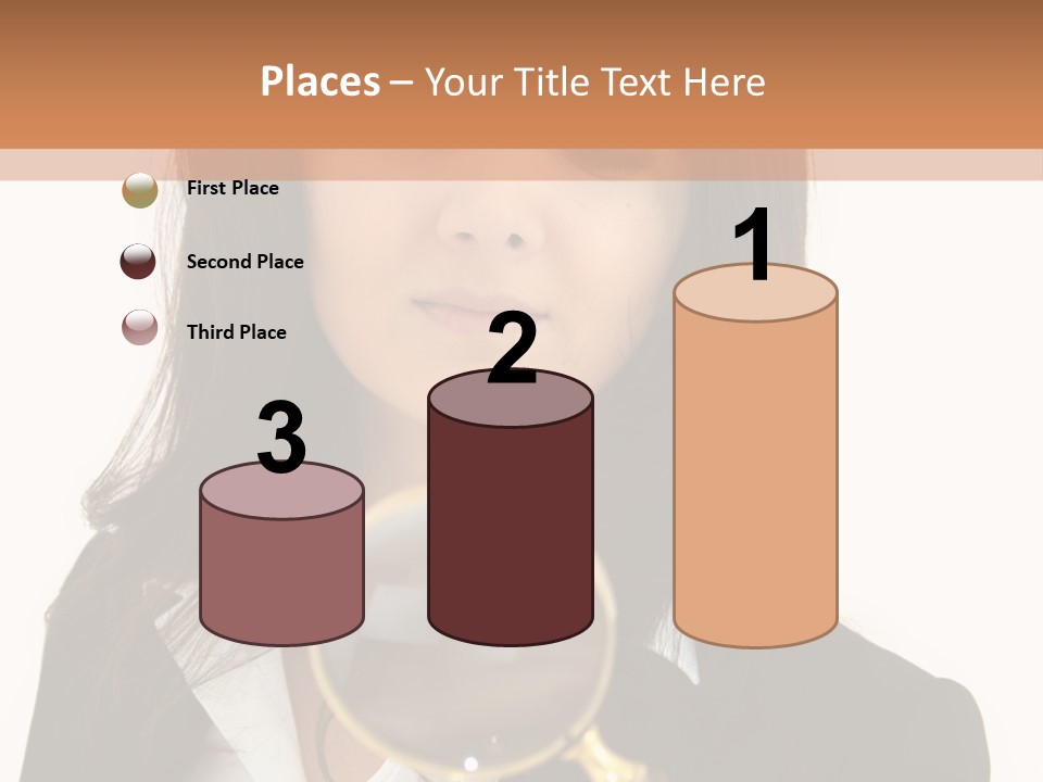 A Woman Looking Through A Magnifying Glass PowerPoint Template