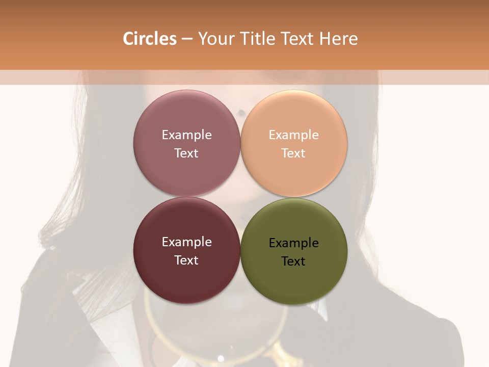 A Woman Looking Through A Magnifying Glass PowerPoint Template