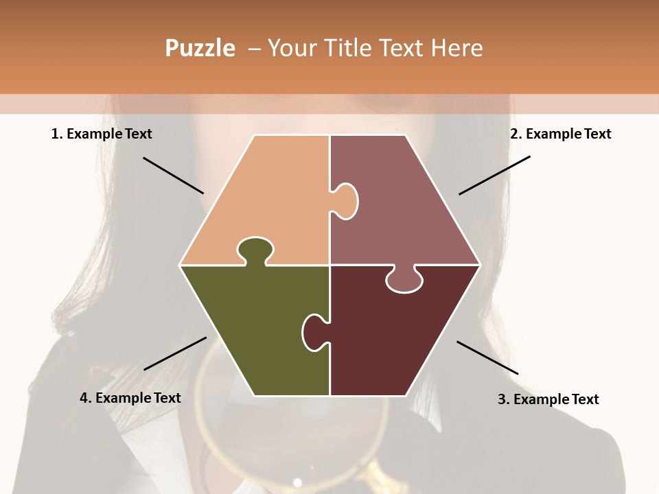A Woman Looking Through A Magnifying Glass PowerPoint Template