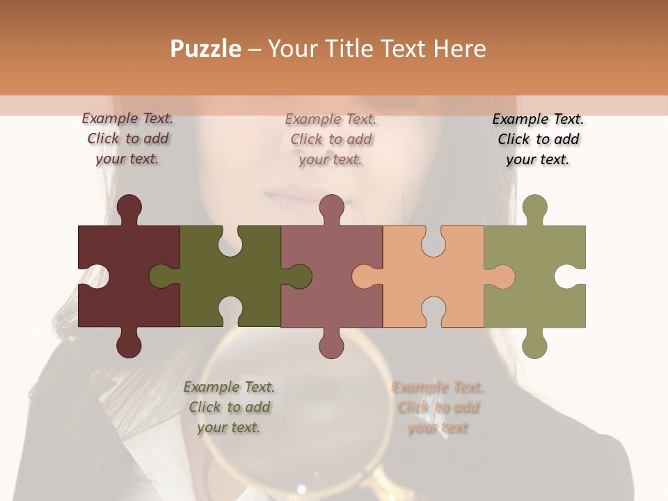 A Woman Looking Through A Magnifying Glass PowerPoint Template