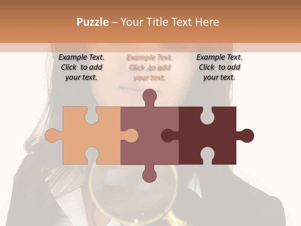 A Woman Looking Through A Magnifying Glass PowerPoint Template