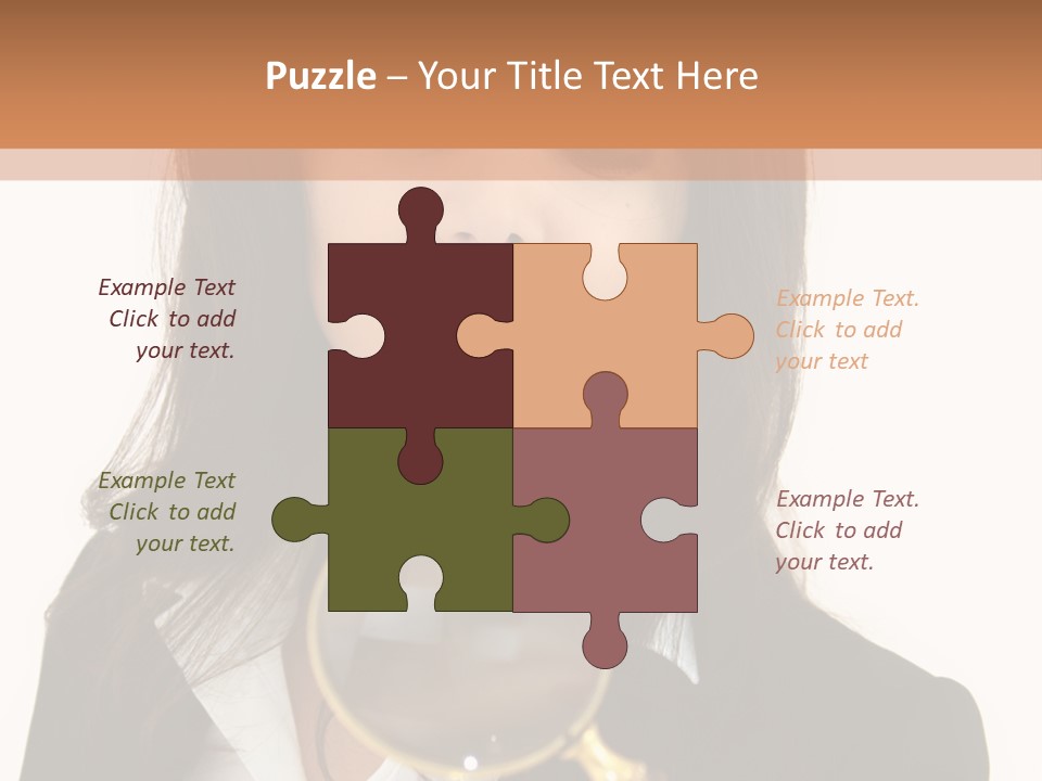 A Woman Looking Through A Magnifying Glass PowerPoint Template
