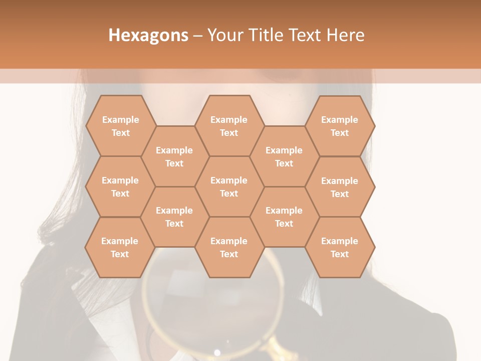 A Woman Looking Through A Magnifying Glass PowerPoint Template