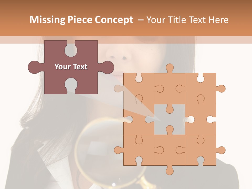 A Woman Looking Through A Magnifying Glass PowerPoint Template