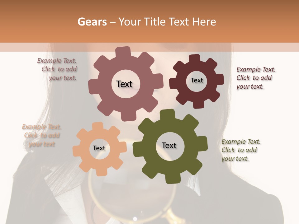 A Woman Looking Through A Magnifying Glass PowerPoint Template