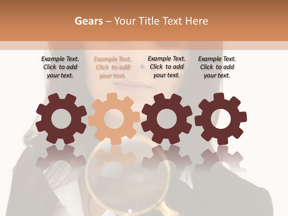 A Woman Looking Through A Magnifying Glass PowerPoint Template