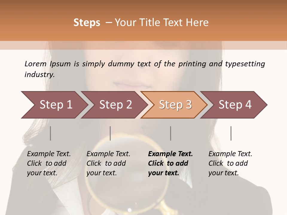 A Woman Looking Through A Magnifying Glass PowerPoint Template