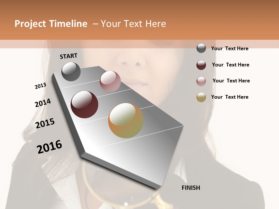 A Woman Looking Through A Magnifying Glass PowerPoint Template