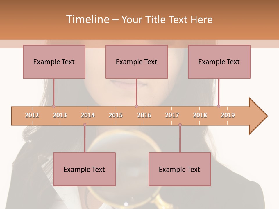 A Woman Looking Through A Magnifying Glass PowerPoint Template