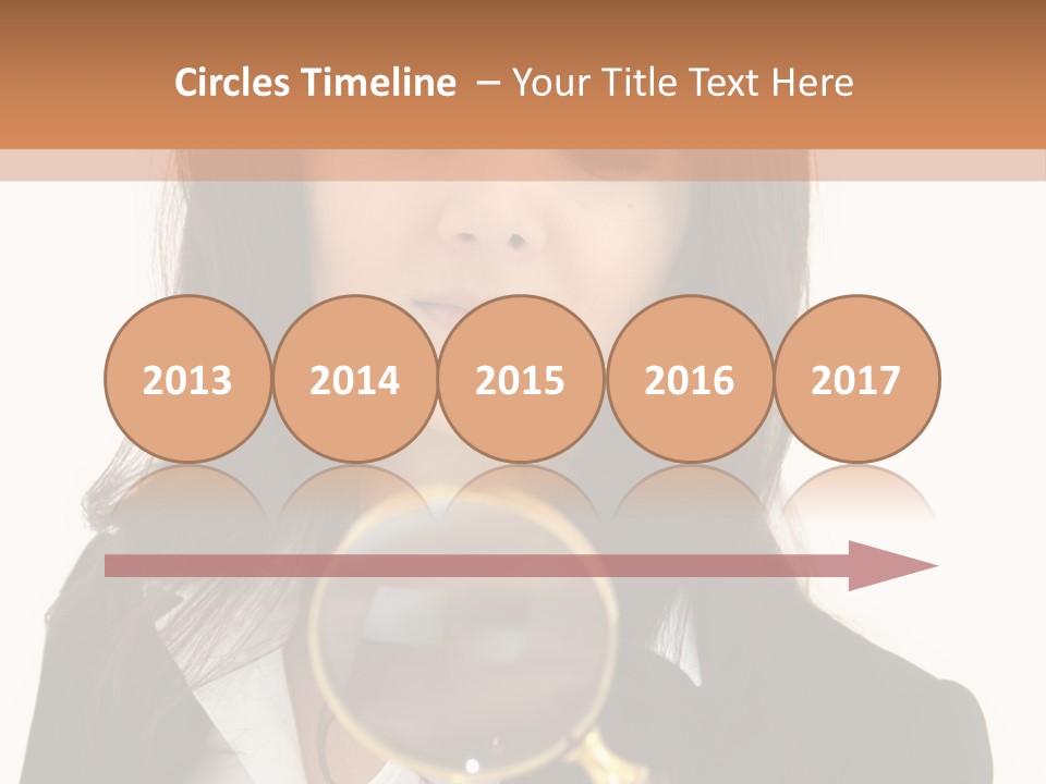 A Woman Looking Through A Magnifying Glass PowerPoint Template