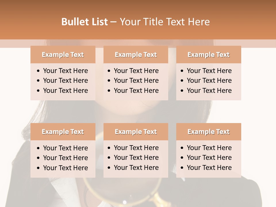 A Woman Looking Through A Magnifying Glass PowerPoint Template