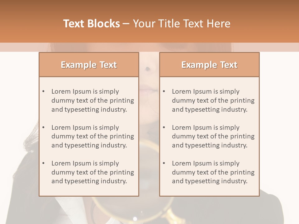 A Woman Looking Through A Magnifying Glass PowerPoint Template