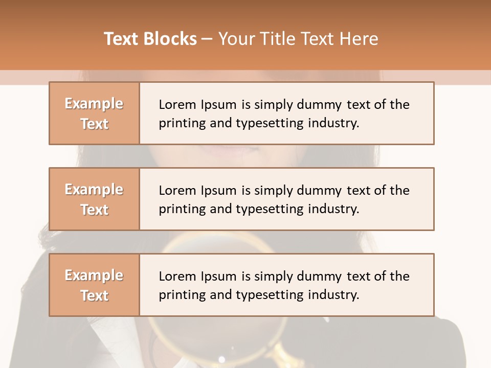 A Woman Looking Through A Magnifying Glass PowerPoint Template