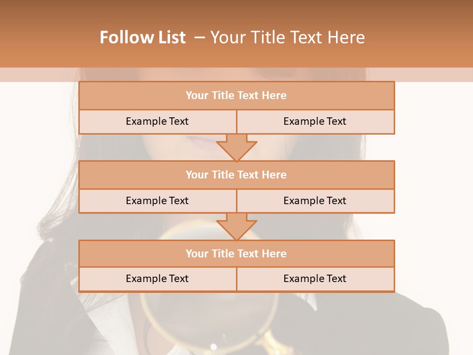 A Woman Looking Through A Magnifying Glass PowerPoint Template