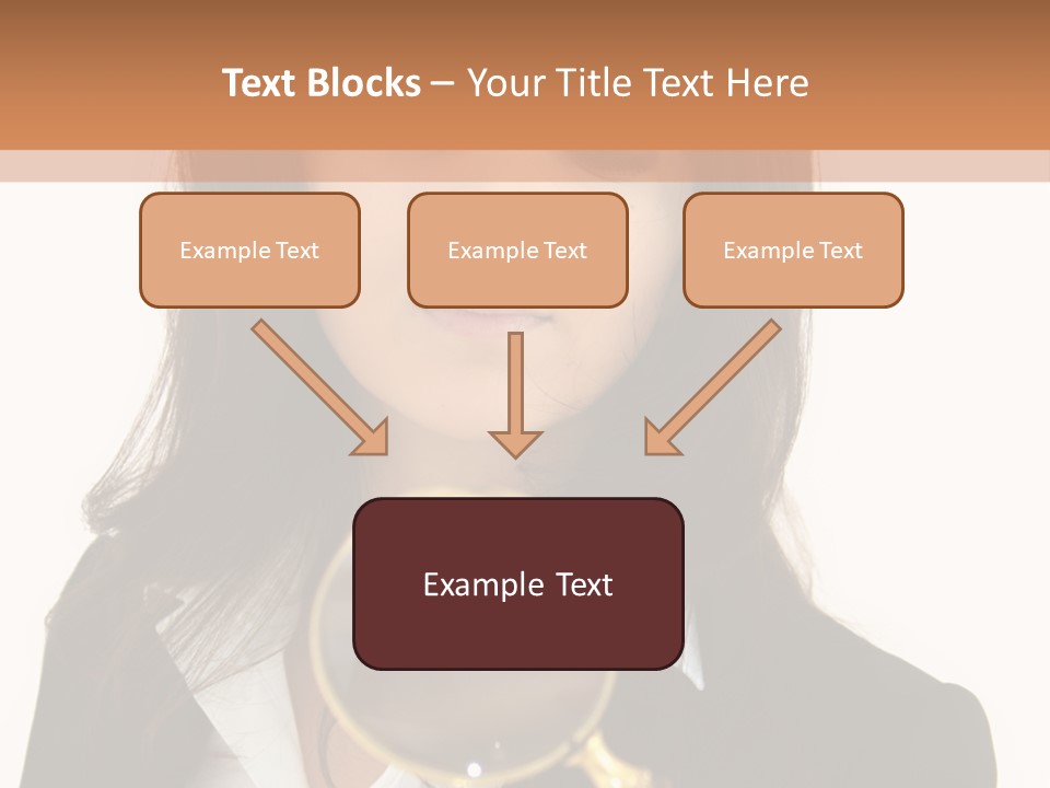 A Woman Looking Through A Magnifying Glass PowerPoint Template