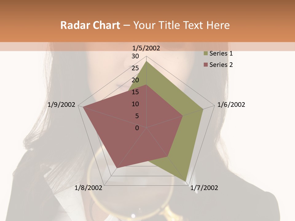 A Woman Looking Through A Magnifying Glass PowerPoint Template