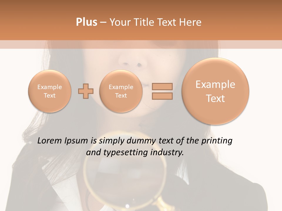 A Woman Looking Through A Magnifying Glass PowerPoint Template