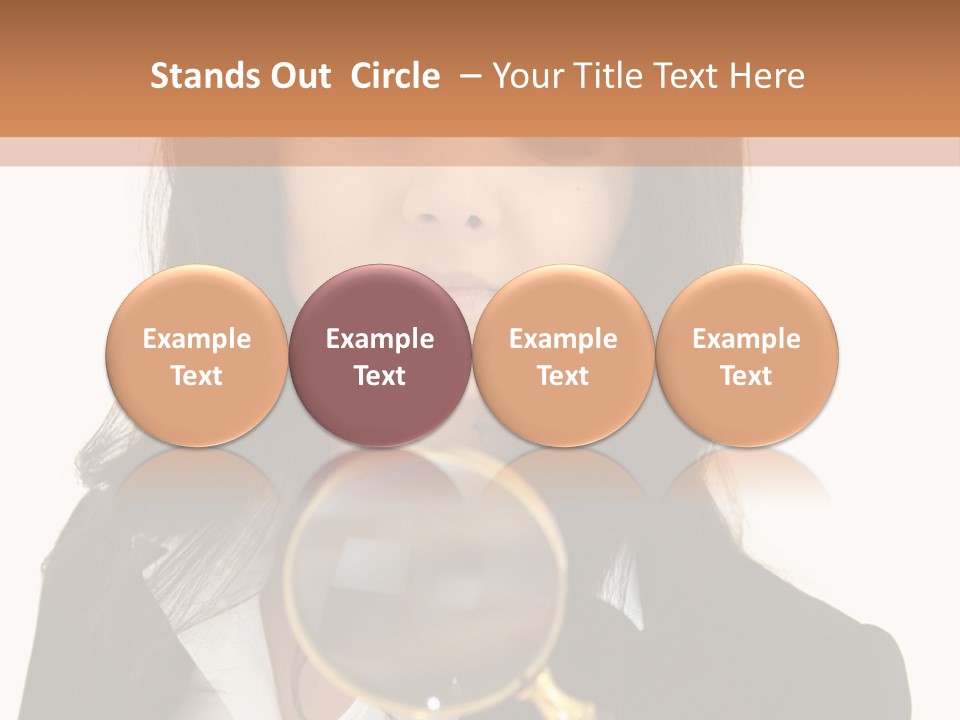 A Woman Looking Through A Magnifying Glass PowerPoint Template