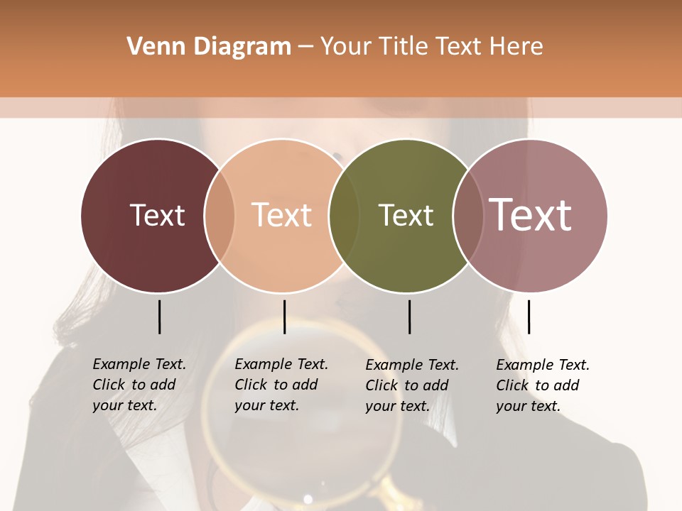 A Woman Looking Through A Magnifying Glass PowerPoint Template