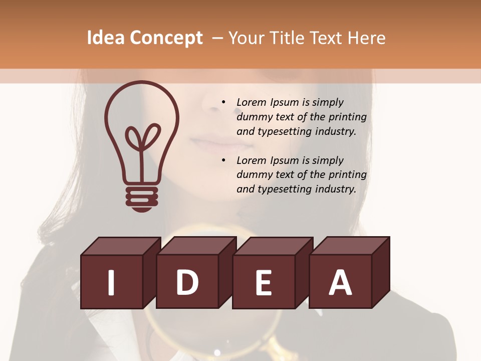 A Woman Looking Through A Magnifying Glass PowerPoint Template