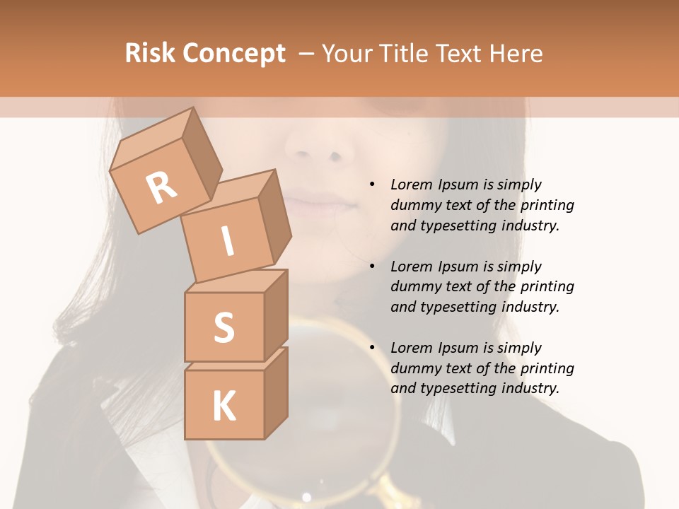 A Woman Looking Through A Magnifying Glass PowerPoint Template