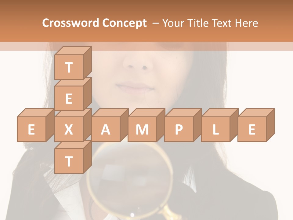 A Woman Looking Through A Magnifying Glass PowerPoint Template