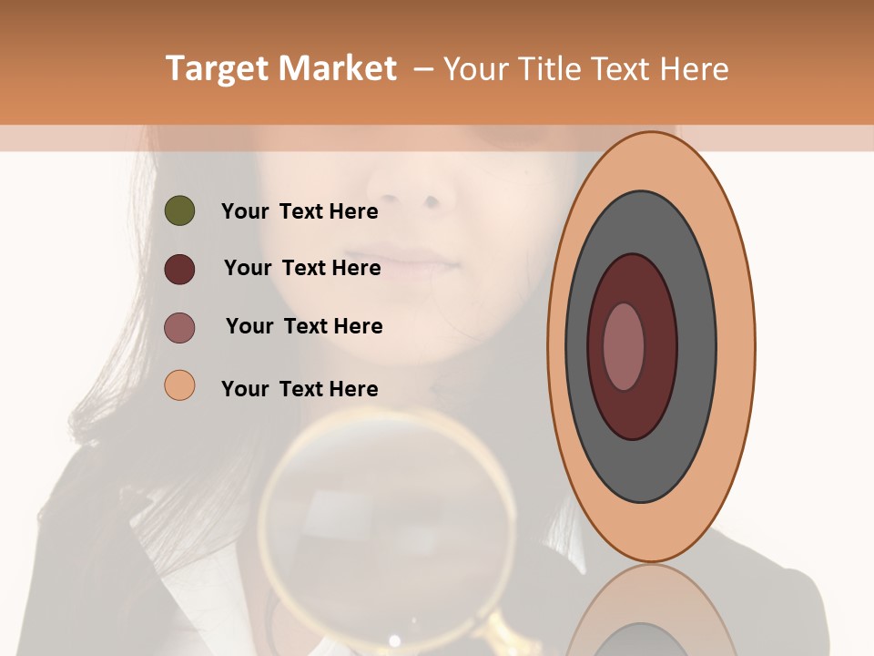A Woman Looking Through A Magnifying Glass PowerPoint Template