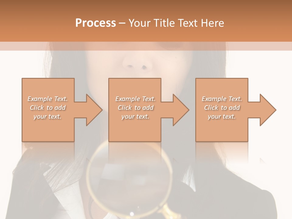 A Woman Looking Through A Magnifying Glass PowerPoint Template