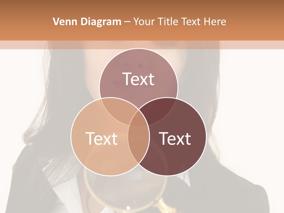 A Woman Looking Through A Magnifying Glass PowerPoint Template