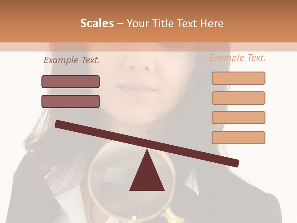 A Woman Looking Through A Magnifying Glass PowerPoint Template