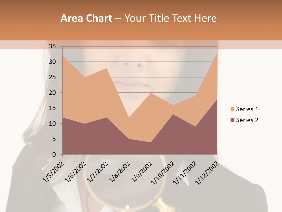 A Woman Looking Through A Magnifying Glass PowerPoint Template