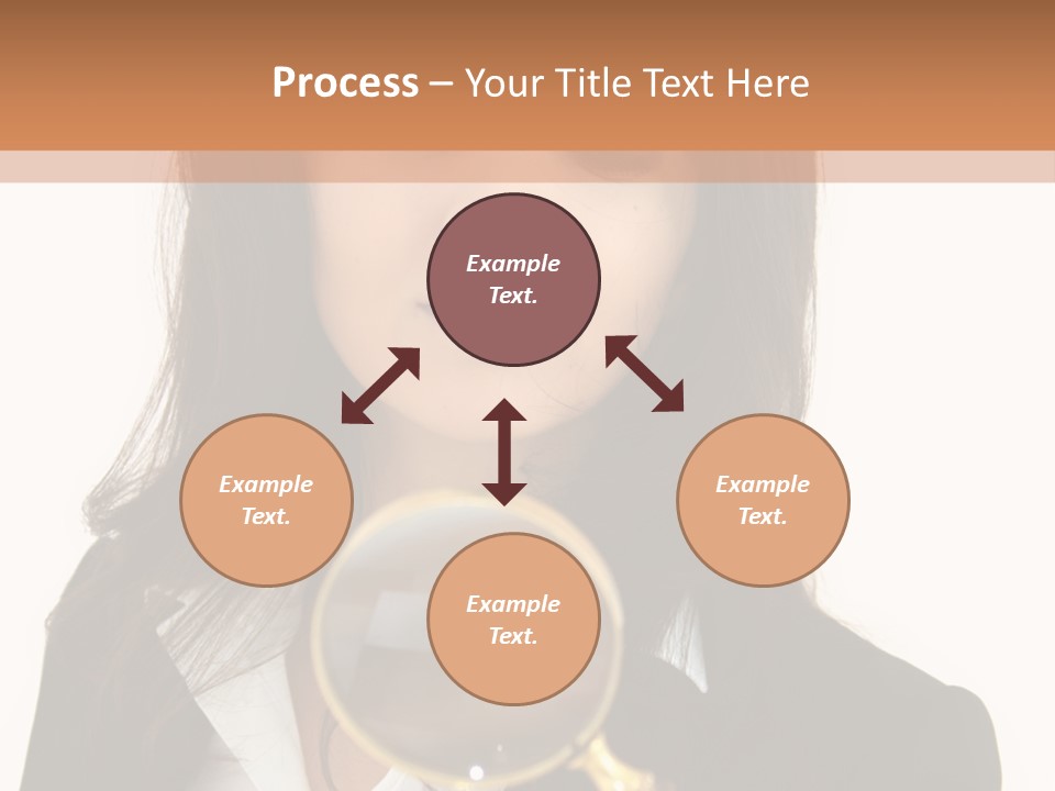 A Woman Looking Through A Magnifying Glass PowerPoint Template