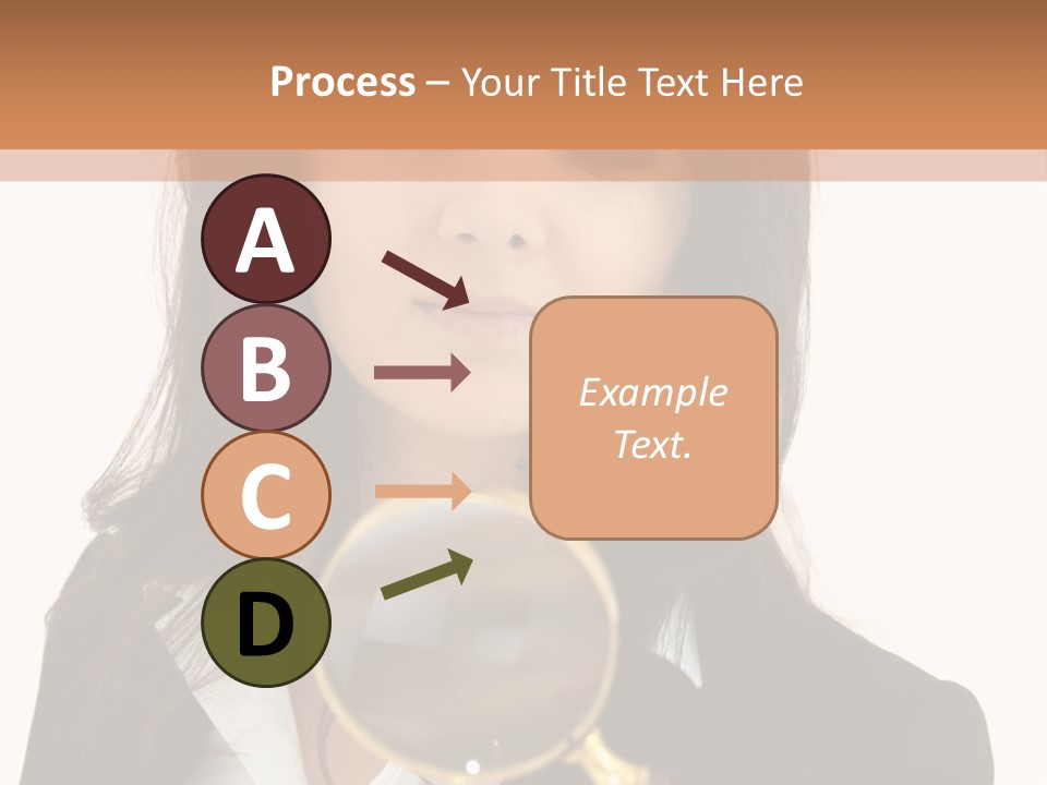 A Woman Looking Through A Magnifying Glass PowerPoint Template