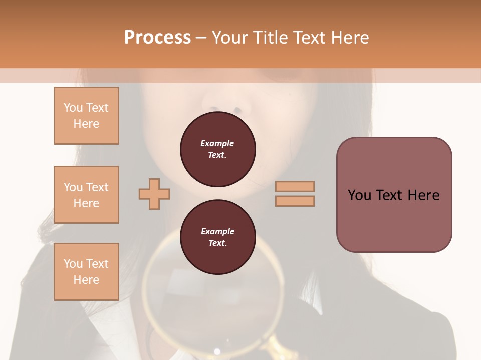 A Woman Looking Through A Magnifying Glass PowerPoint Template