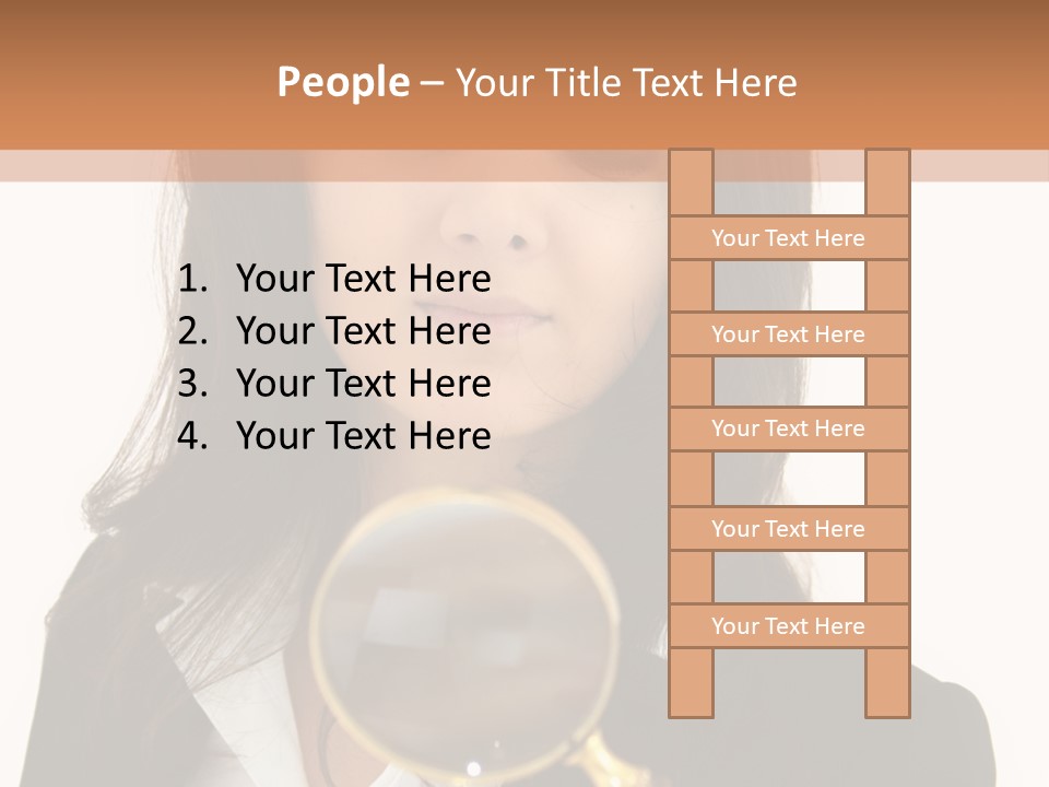A Woman Looking Through A Magnifying Glass PowerPoint Template