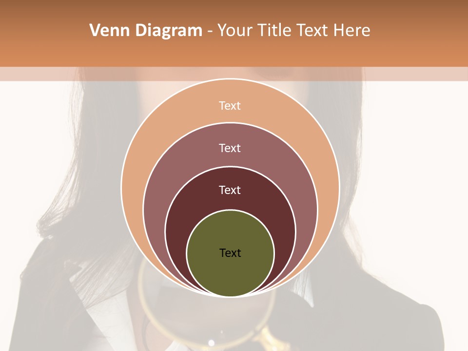 A Woman Looking Through A Magnifying Glass PowerPoint Template