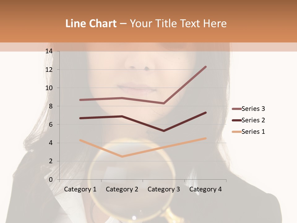 A Woman Looking Through A Magnifying Glass PowerPoint Template