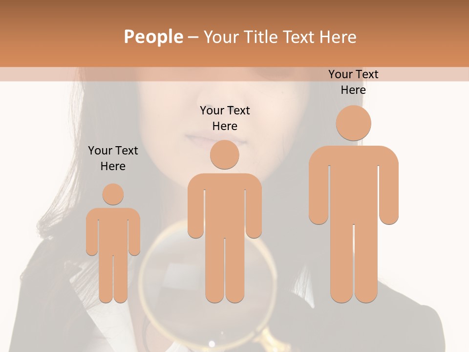 A Woman Looking Through A Magnifying Glass PowerPoint Template