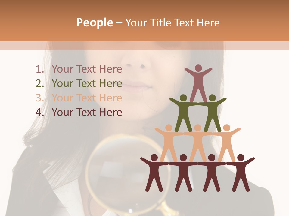A Woman Looking Through A Magnifying Glass PowerPoint Template