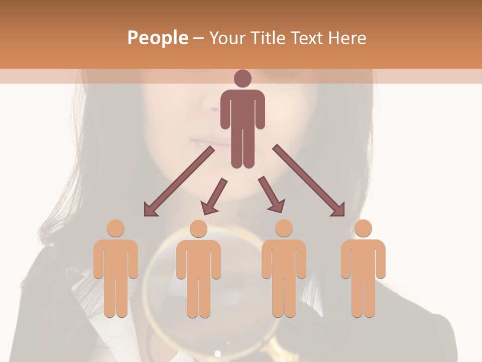 A Woman Looking Through A Magnifying Glass PowerPoint Template