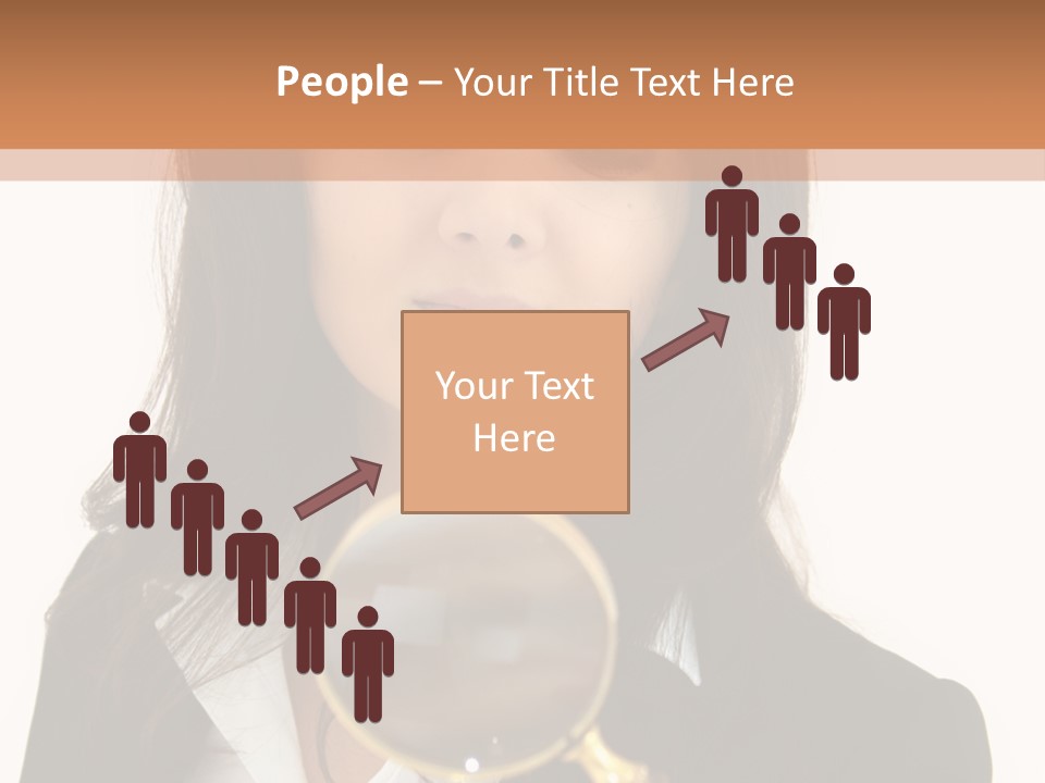 A Woman Looking Through A Magnifying Glass PowerPoint Template
