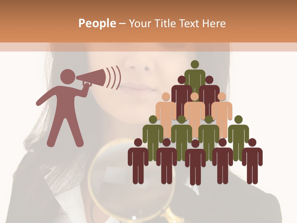 A Woman Looking Through A Magnifying Glass PowerPoint Template